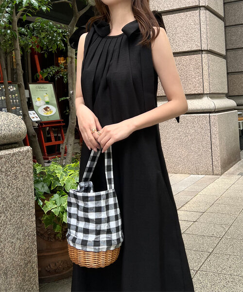 ボレロブラック&ショルダーリボンワンピース（ホワイト） CLEARANCE-SALE ショルダーリボン ワンピース Made with Liberty