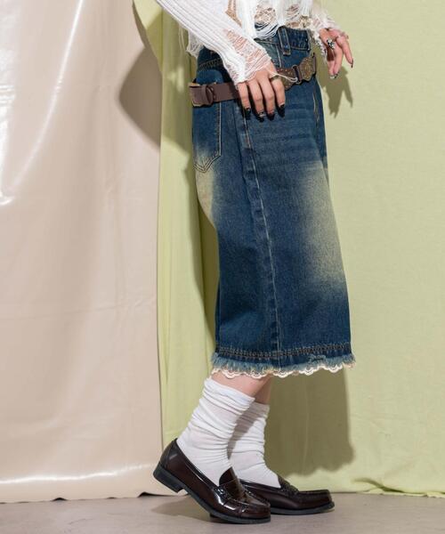 dispark（ディスパーク）の「DISPARK/ウォッシュドレースデニムハーフパンツ（デニムパンツ・レディース・インディゴブルー・MEDIUM/SMALL）」の9枚目の写真