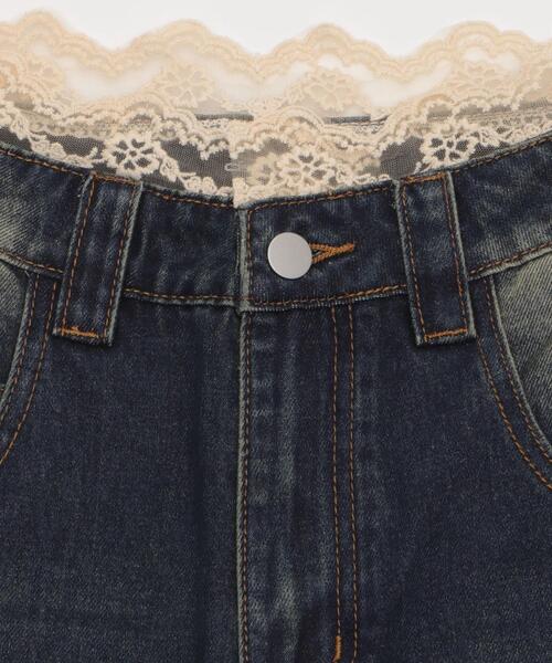 dispark（ディスパーク）の「DISPARK/ウォッシュドレースデニムハーフパンツ（デニムパンツ・レディース・インディゴブルー・MEDIUM/SMALL）」の5枚目の写真