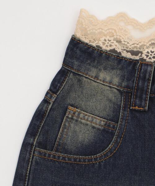 dispark（ディスパーク）の「DISPARK/ウォッシュドレースデニムハーフパンツ（デニムパンツ・レディース・インディゴブルー・MEDIUM/SMALL）」の3枚目の写真