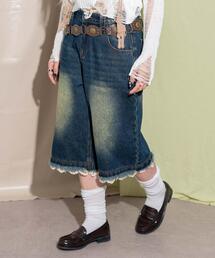 dispark | DISPARK/ウォッシュドレースデニムハーフパンツ(デニムパンツ)