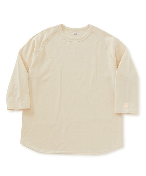 HOLLYWOOD RANCH MARKET(ハリウッドランチマーケット)の「Hエンブロイダリー ベースボールTシャツ(Tシャツ/カットソー・メンズ・ナチュラル・XL/S/M/L)」の1枚目の写真