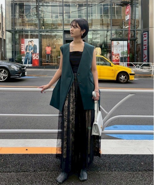 LAYERED LACE PLEATS SKIRT（スカート）｜Ameri（アメリ）の