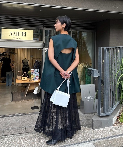 アメリヴィンテージ　LAYERED LACE PLEATS SKIRT LAYERED LACE PLEATS SKIRT（スカート）｜Ameri（アメリ）の