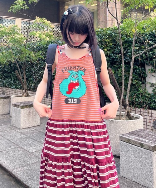 Candy Stripper CND TRACK ONE-PIECE レッド セール】FRIGHTEN TANK ワンピース（ワンピース）｜Candy Stripper