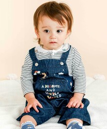 SLAP SLIP BABY（スラップスリップベビー）の「【お揃い】デニムチェックフロントプリントサロペットベビー(70~80cm)（その他ベビーウェア）」