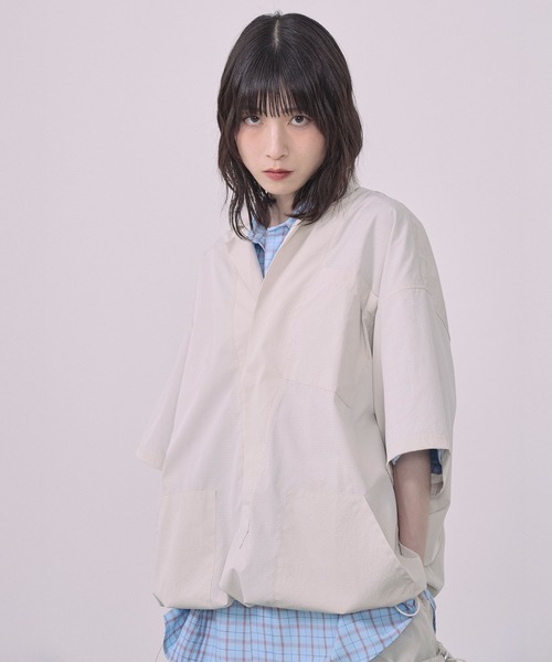 セール】【Nora Lily】Drawcord Cubist S/S Pullover（シャツ/ブラウス