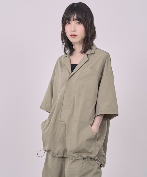 Nora Lily(ノラリリー)の「【Nora Lily】Drawcord Cubist S/S Pullover(シャツ/ブラウス・メンズ・ダークグレー/カーキ/アイボリー/パープル・FREE)」の18枚目の写真