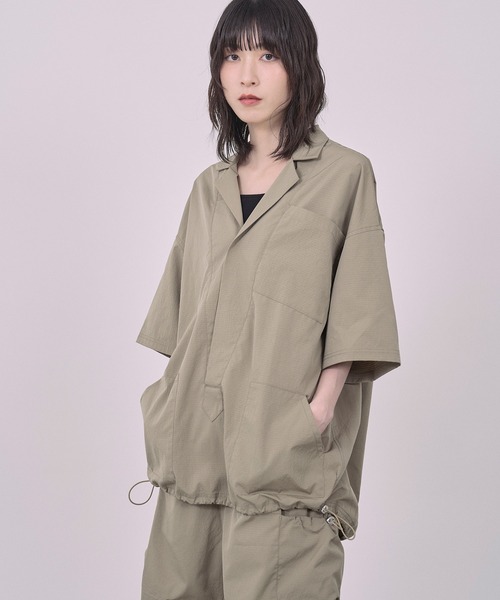Nora Lily(ノラリリー)の「【Nora Lily】Drawcord Cubist S/S Pullover(シャツ/ブラウス・メンズ・ダークグレー/カーキ/アイボリー/パープル・FREE)」の14枚目の写真