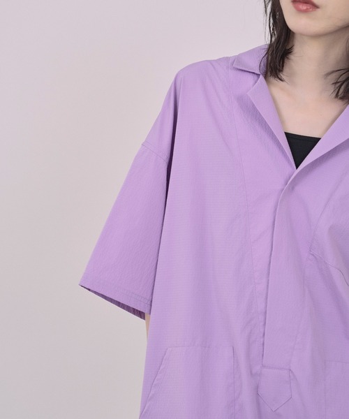 Nora Lily(ノラリリー)の「【Nora Lily】Drawcord Cubist S/S Pullover(シャツ/ブラウス・メンズ・ダークグレー/カーキ/アイボリー/パープル・FREE)」の5枚目の写真