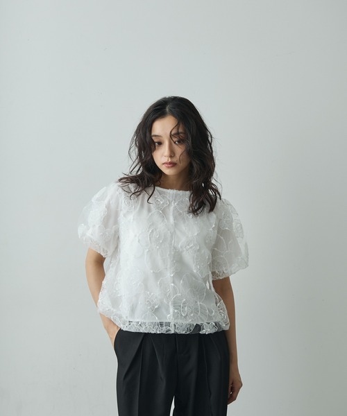 セール】フラワーチュールレーストップス（シャツ/ブラウス）｜Lunea