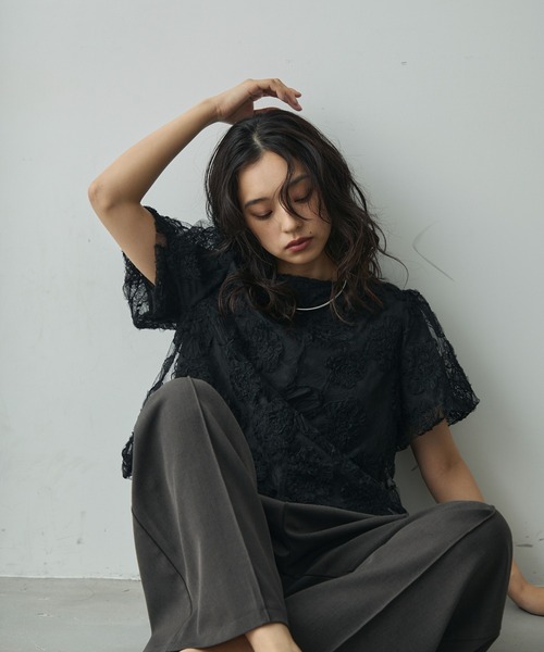 セール】フラワーチュールレーストップス（シャツ/ブラウス）｜Lunea