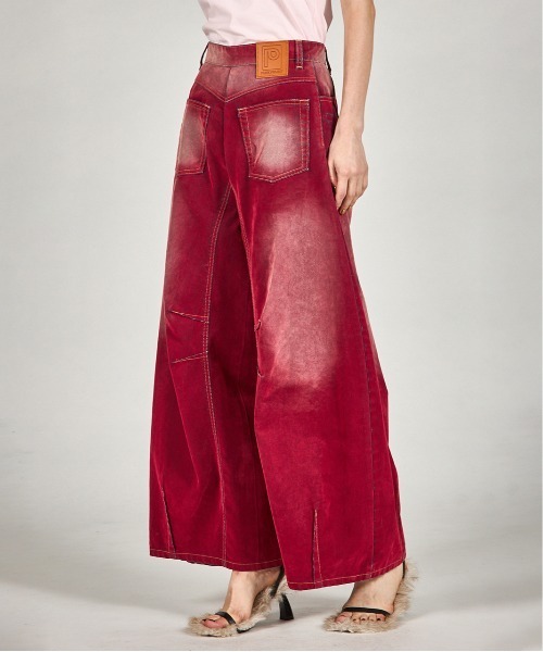 PRANK PROJECT（プランクプロジェクト）の「フロッキーデニムパンツ / Flocky Denim Pants（デニムパンツ・レディース・キャメル/レッド/ネイビー・38/36）」の14枚目の写真