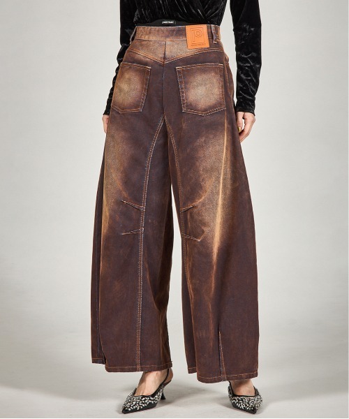 PRANK PROJECT（プランクプロジェクト）の「フロッキーデニムパンツ / Flocky Denim Pants（デニムパンツ・レディース・キャメル/レッド/ネイビー・38/36）」の17枚目の写真