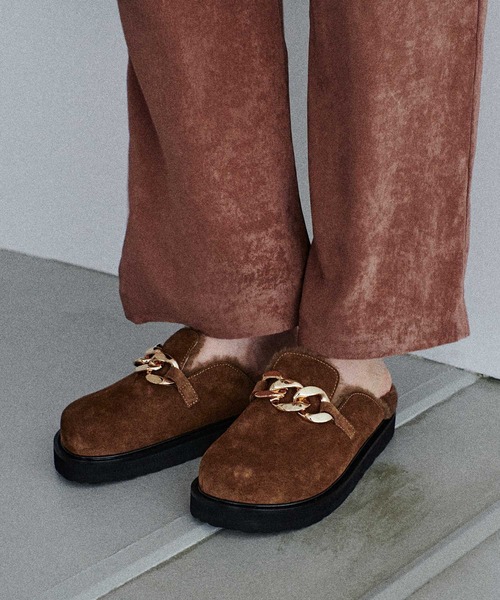 MOHI(モヒ)の「【MOHI/モヒ】チェーンファーサボ(スリッポン・レディース・ブラウン・39/37)」の1枚目の写真