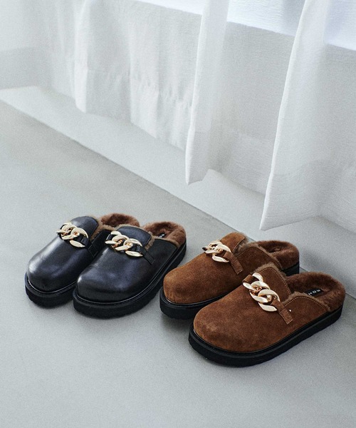 MOHI(モヒ)の「【MOHI/モヒ】チェーンファーサボ(スリッポン・レディース・ブラウン・39/37)」の3枚目の写真