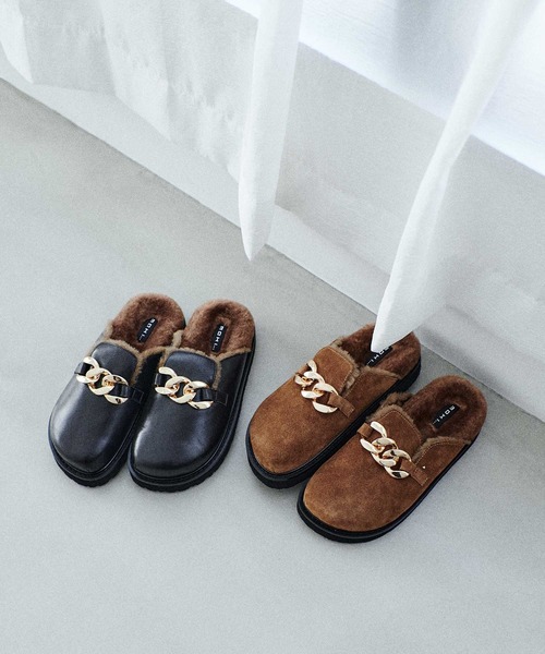 MOHI(モヒ)の「【MOHI/モヒ】チェーンファーサボ(スリッポン・レディース・ブラウン・39/37)」の2枚目の写真