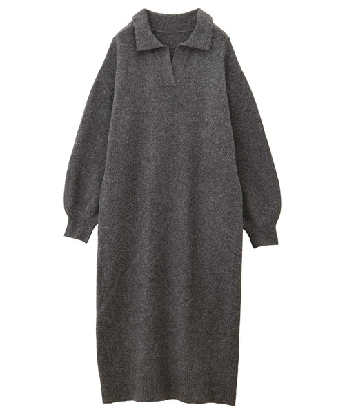 GeeRA(ジーラ)の「スキッパーゆるニットワンピース(ワンピース・レディース・チャコールグレー/ブラック・MEDIUM/LARGE/X-LARGE)」の4枚目の写真
