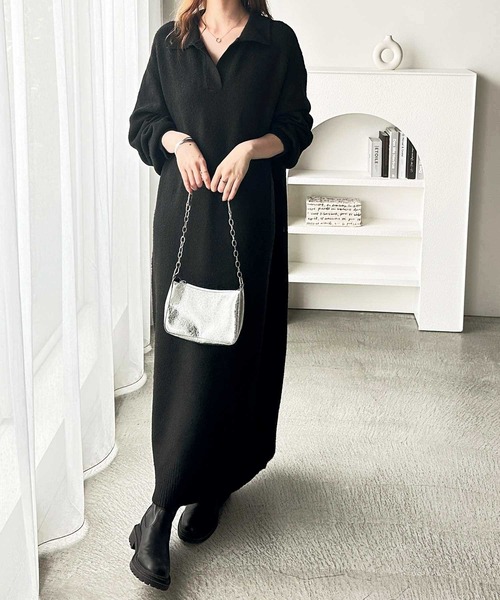 GeeRA(ジーラ)の「スキッパーゆるニットワンピース(ワンピース・レディース・チャコールグレー/ブラック・MEDIUM/LARGE/X-LARGE)」の9枚目の写真