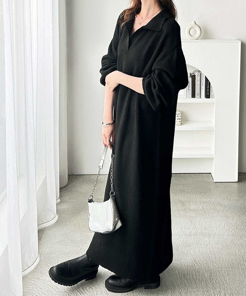 GeeRA(ジーラ)の「スキッパーゆるニットワンピース(ワンピース・レディース・チャコールグレー/ブラック・MEDIUM/LARGE/X-LARGE)」の8枚目の写真