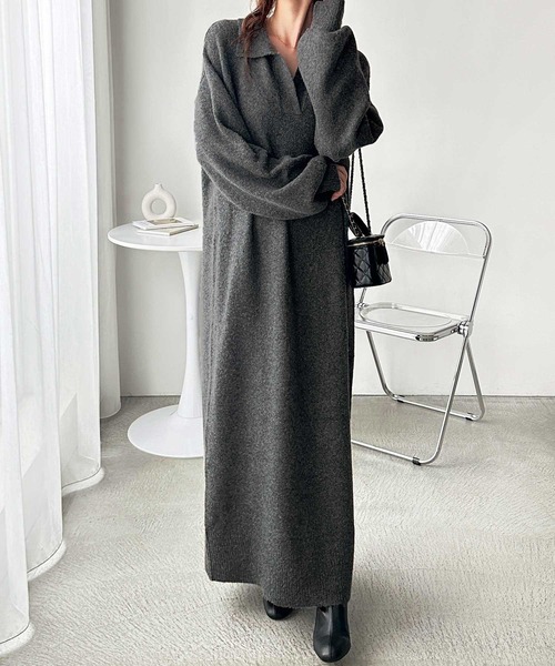 GeeRA(ジーラ)の「スキッパーゆるニットワンピース(ワンピース・レディース・チャコールグレー/ブラック・MEDIUM/LARGE/X-LARGE)」の16枚目の写真