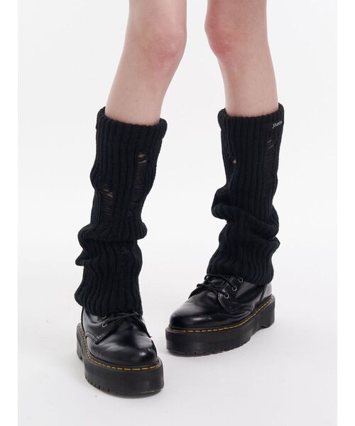 jouetie（ジュエティ）の「ダメージレッグウォーマー（レッグウォーマー・レディース・ブラック/アイボリー・FREE）」の2枚目の写真