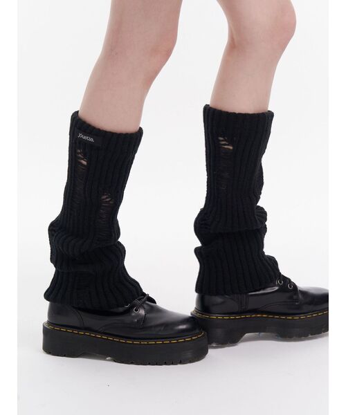 jouetie（ジュエティ）の「ダメージレッグウォーマー（レッグウォーマー・レディース・ブラック/アイボリー・FREE）」の8枚目の写真