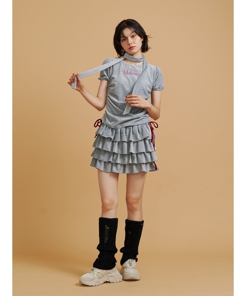 jouetie（ジュエティ）の「ダメージレッグウォーマー（レッグウォーマー・レディース・ブラック/アイボリー・FREE）」の5枚目の写真