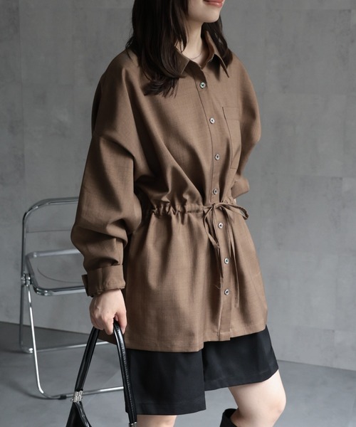 ap retro（アプレトロ）の「ウエストドロスト長袖シャツ《動画あり》（シャツ/ブラウス・レディース・ベージュ/チャコール/ブラウン・FREE）」の19枚目の写真