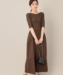 5分袖ドッキングワンピース