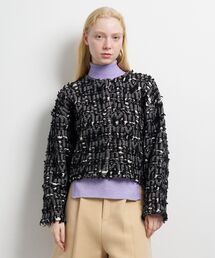 LANVIN en Bleu | ロゴカットジャガードニットジャケット(ニット/セーター)