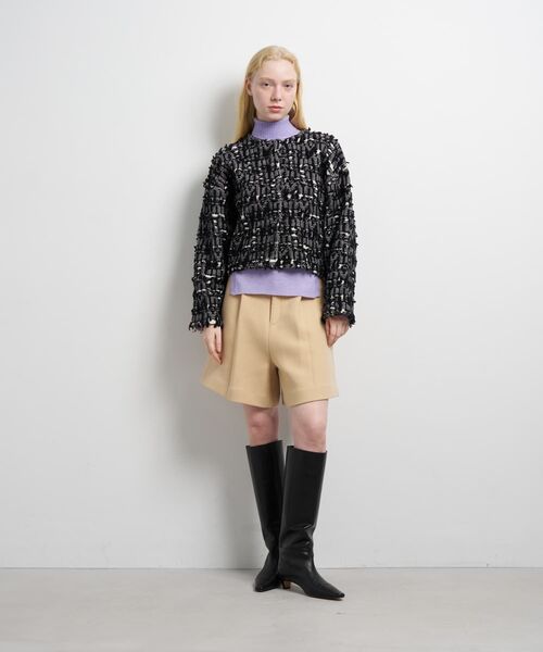 LANVIN en Bleu(ランバンオンブルー)の「ロゴカットジャガードニットジャケット(ニット/セーター・レディース・ブラック・38)」の2枚目の写真