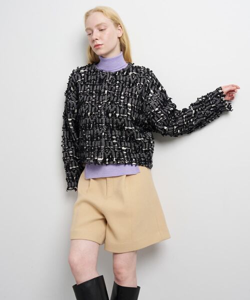 LANVIN en Bleu(ランバンオンブルー)の「ロゴカットジャガードニットジャケット(ニット/セーター・レディース・ブラック・38)」の5枚目の写真