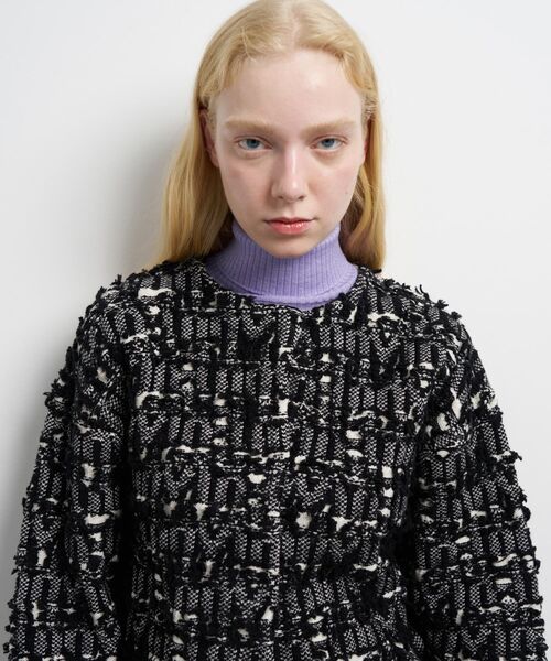 LANVIN en Bleu(ランバンオンブルー)の「ロゴカットジャガードニットジャケット(ニット/セーター・レディース・ブラック・38)」の9枚目の写真