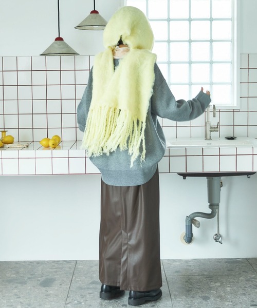 Doux archives（ドゥアルシーヴ）の「ストレッチレザータイトスカート（スカート・レディース・ブラック/ブラウン/モカ・36/38）」の9枚目の写真