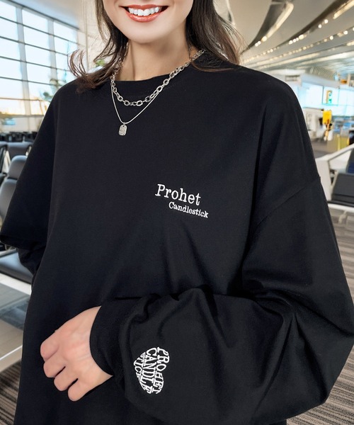 セール】背中も映える レトロ ハート 刺繍 ヘビーウェイト ロンT 韓国