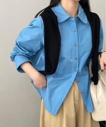khakipoint 韓国　青　シャツ 韓国」に該当するシャツ/ブラウス（ブルー・ネイビー/青色系