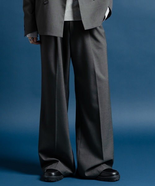 Wool mix semi baggy slacks/ウールミックスセミバギースラックス