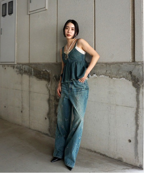 アメリ　GRUNGE DENIM PEPLUM BUSTIER GRUNGE DENIM PEPLUM BUSTIER（キャミソール）｜Ameri（アメリ