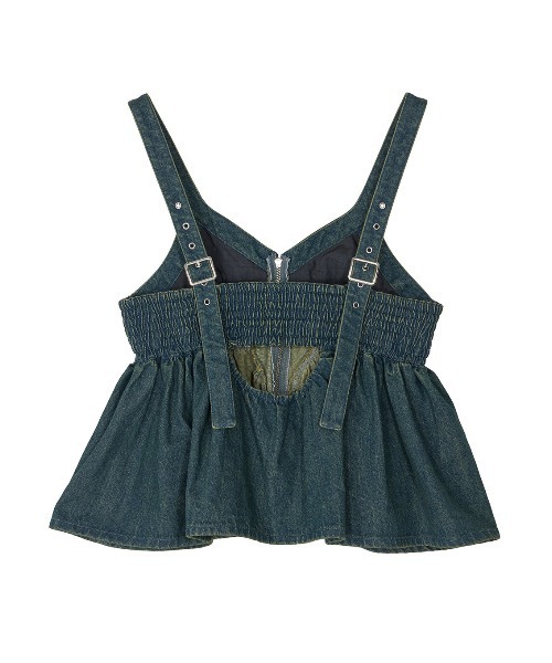GRUNGE DENIM PEPLUM BUSTIER（キャミソール）｜Ameri（アメリ