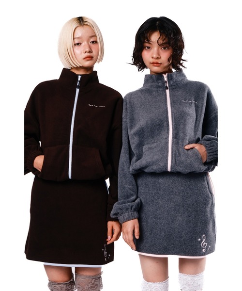 セール】Fleece zip blouson/フリースジップバイカラーブルゾン