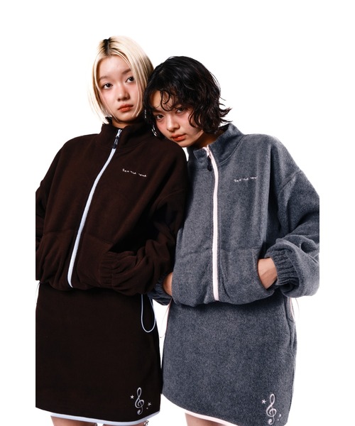 Smyeon(スミョン)の「Fleece zip blouson/フリースジップバイカラーブルゾン(ブルゾン・レディース・グレー/ブラウン/ブラック・FREE)」の6枚目の写真