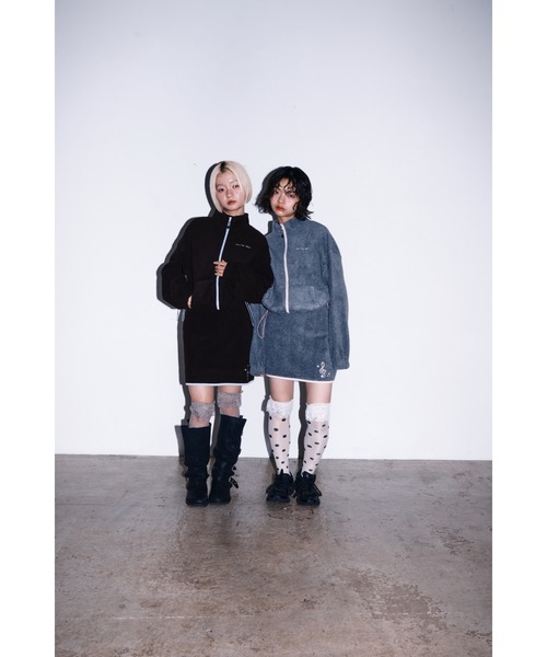 Smyeon(スミョン)の「Fleece zip blouson/フリースジップバイカラーブルゾン(ブルゾン・レディース・グレー/ブラウン/ブラック・FREE)」の8枚目の写真