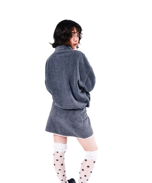 Smyeon(スミョン)の「Fleece zip blouson/フリースジップバイカラーブルゾン(ブルゾン・レディース・グレー/ブラウン/ブラック・FREE)」の12枚目の写真