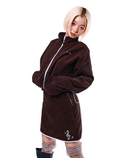 Smyeon꙳⟡꙳⟡꙳⟡アウター セール】Fleece zip blouson/フリースジップバイカラーブルゾン