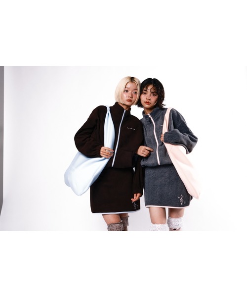 セール】Fleece zip blouson/フリースジップバイカラーブルゾン