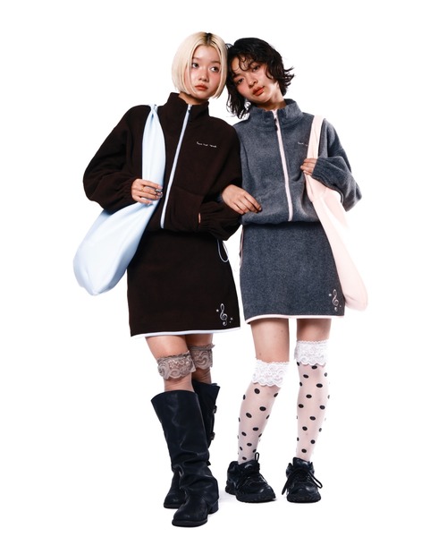 セール】Fleece zip blouson/フリースジップバイカラーブルゾン