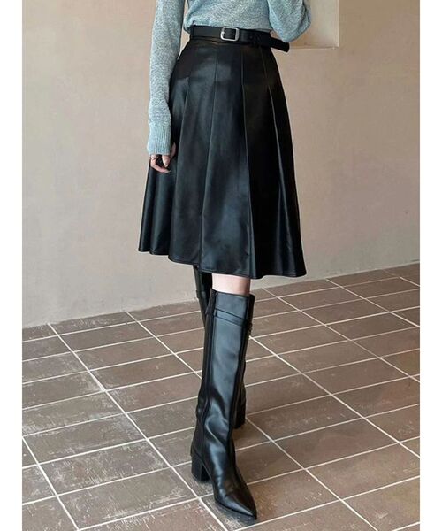 MERCURYDUO（マーキュリーデュオ）の「ニーレングスプリーツスカート（スカート・レディース・ブラック/キャメル/ダークブラウン・SMALL/MEDIUM）」の2枚目の写真