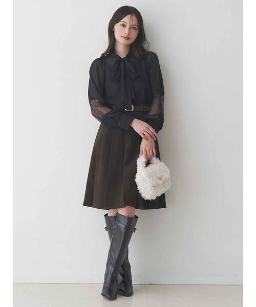 MERCURYDUO（マーキュリーデュオ）の「ニーレングスプリーツスカート（スカート・レディース・ブラック/キャメル/ダークブラウン・SMALL/MEDIUM）」の4枚目の写真