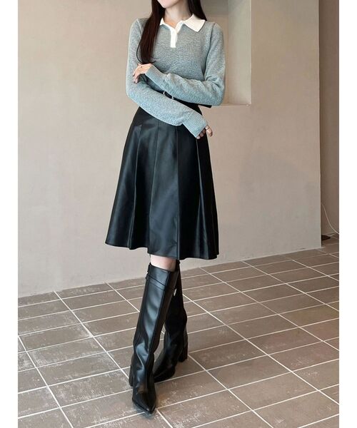 MERCURYDUO（マーキュリーデュオ）の「ニーレングスプリーツスカート（スカート・レディース・ブラック/キャメル/ダークブラウン・SMALL/MEDIUM）」の8枚目の写真